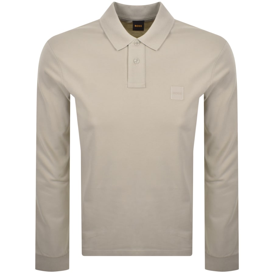 Image number 1 for BOSS Long Sleeve Passerby Polo T Shirt Grey