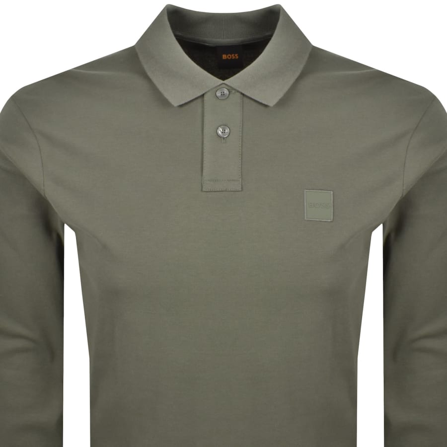 Image number 2 for BOSS Long Sleeve Passerby Polo T Shirt Grey
