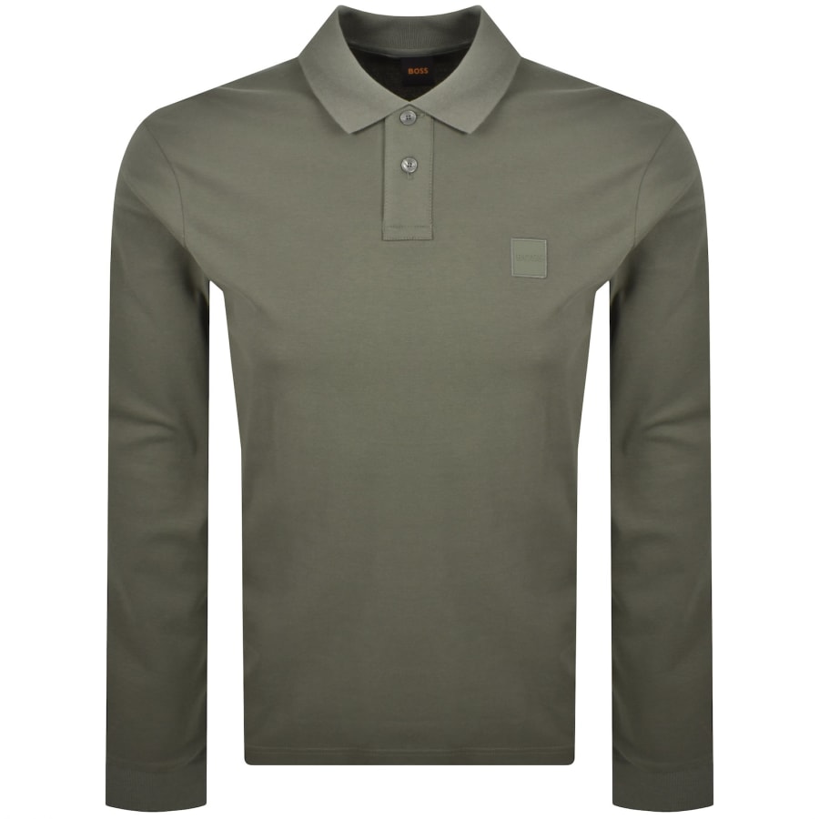 Image number 1 for BOSS Long Sleeve Passerby Polo T Shirt Grey