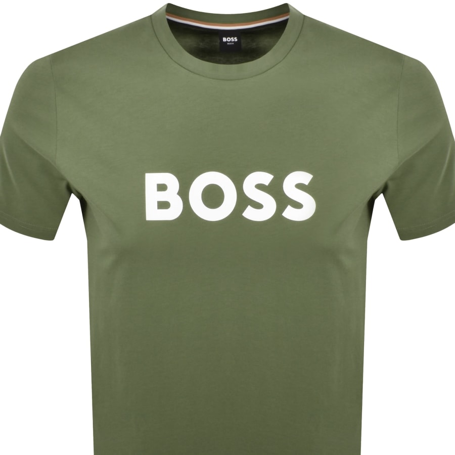 Image number 2 for BOSS Beachwear Logo T Shirt Open Green