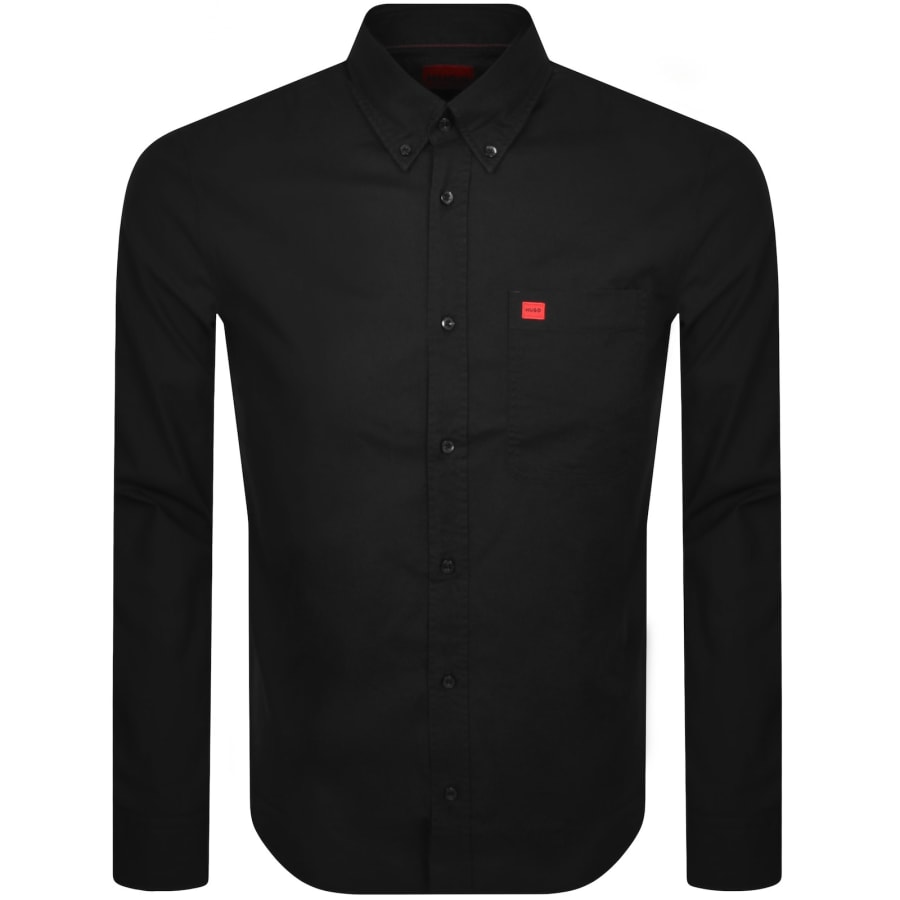 Image number 1 for HUGO Long Sleeved Evito Shirt Black