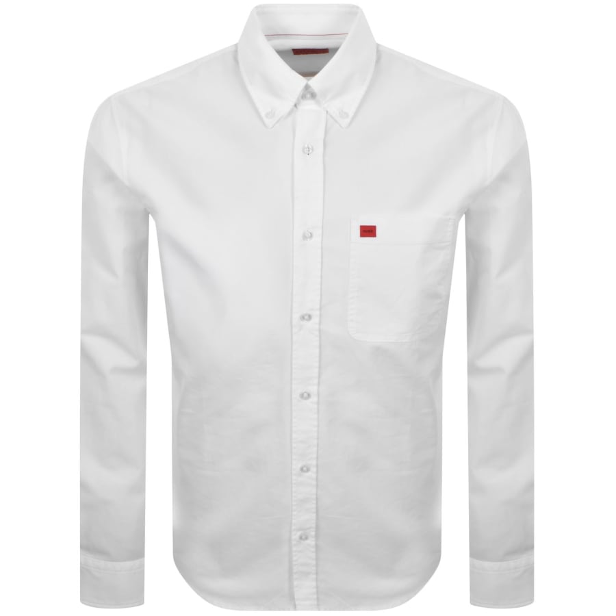 Image number 1 for HUGO Long Sleeved Evito Shirt White