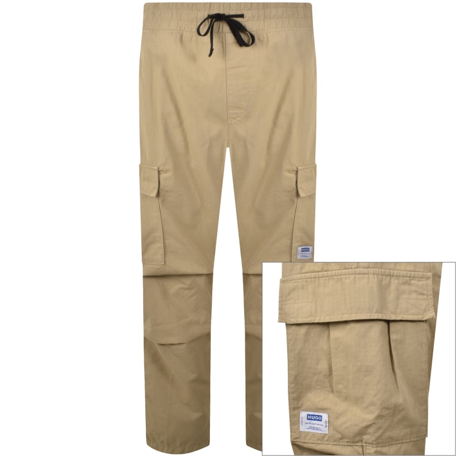 Image number 1 for HUGO Blue Gadic262 Cargo Trousers Beige