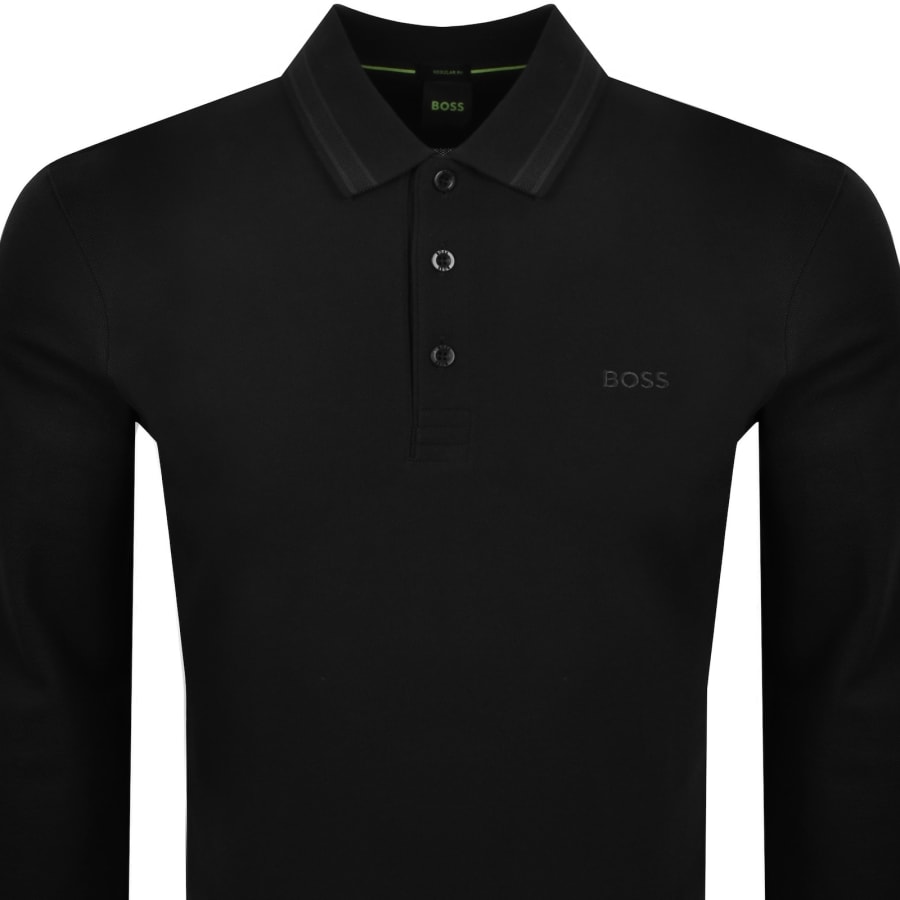 Image number 2 for BOSS Plisy Long Sleeve Polo T Shirt Black