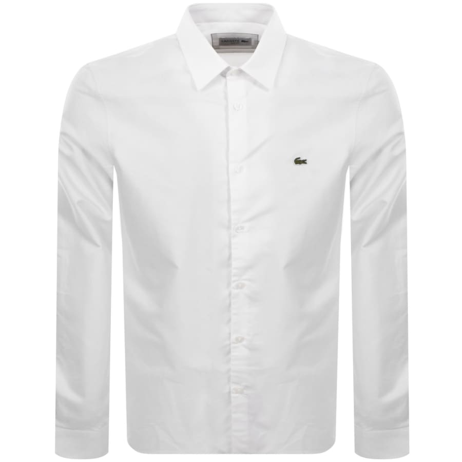 Image number 1 for Lacoste Woven Long Sleeved Shirt White