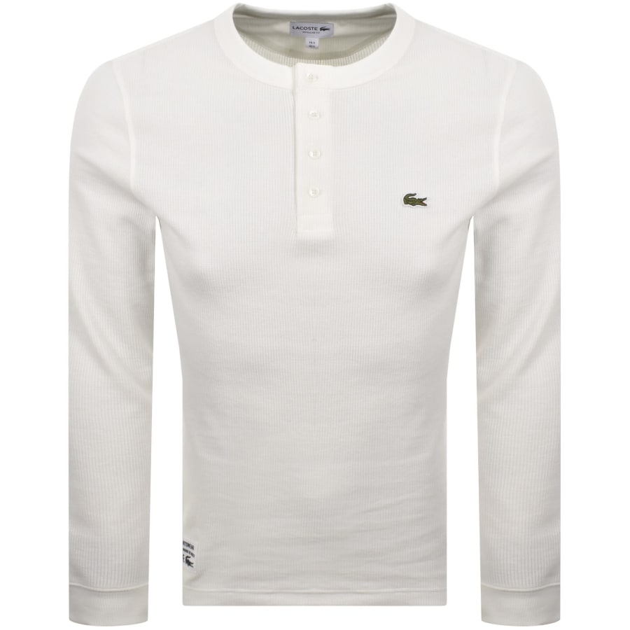 Image number 1 for Lacoste Waffle Long Sleeve T Shirt White