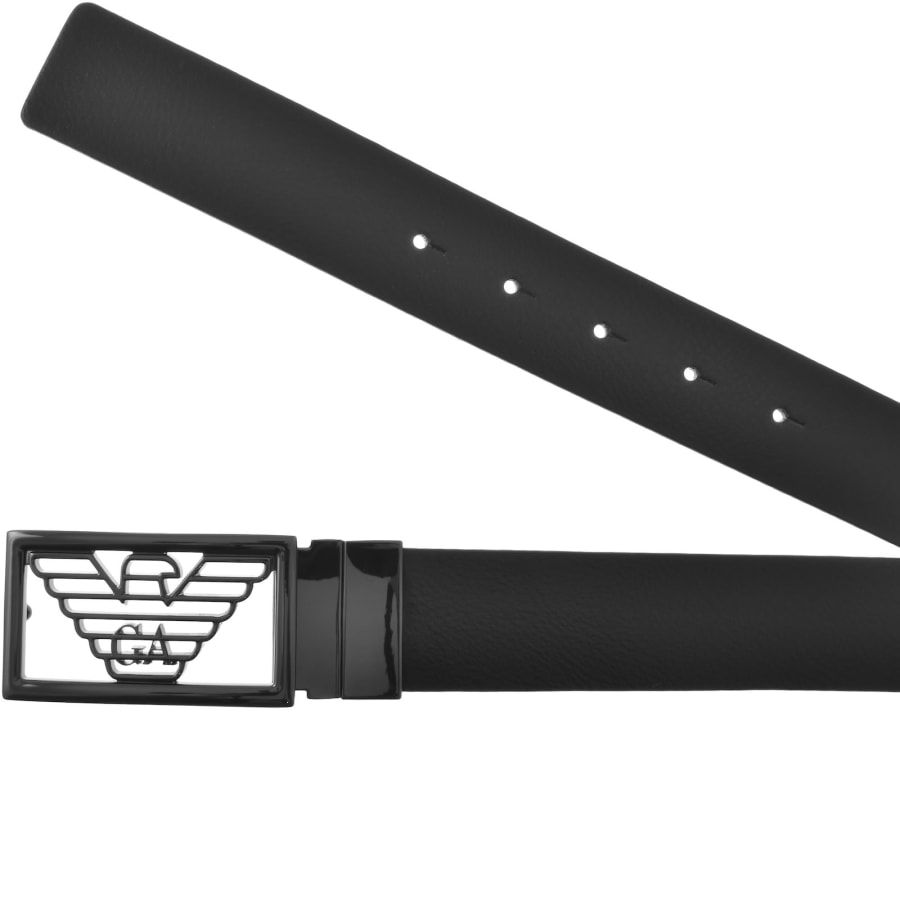 Image number 3 for Emporio Armani Reversible Leather Belt Black