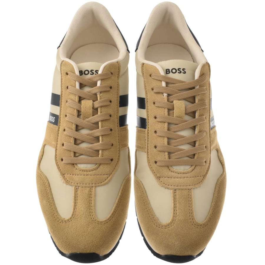 Image number 3 for BOSS Levon Runner Trainers Open Beige