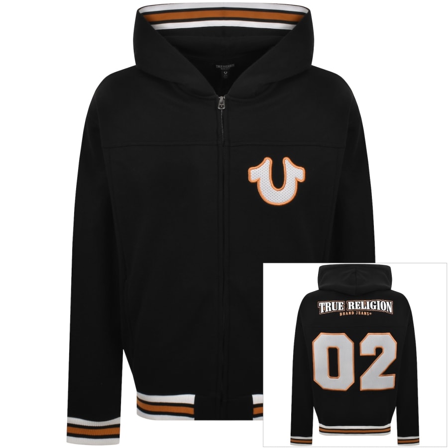 Image number 1 for True Religion Applique Full Zip Hoodie Black
