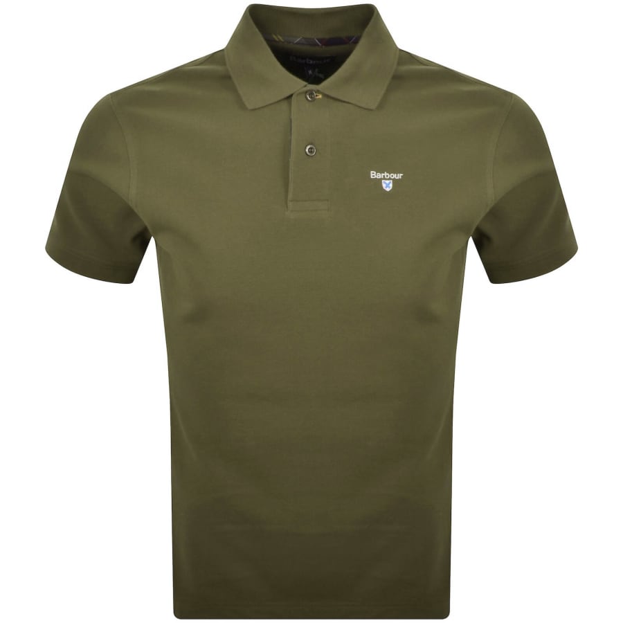 Image number 1 for Barbour Tartan Pique Polo T Shirt Green