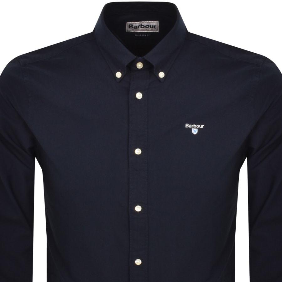 Image number 2 for Barbour Long Sleeved Oxtown Shirt Navy