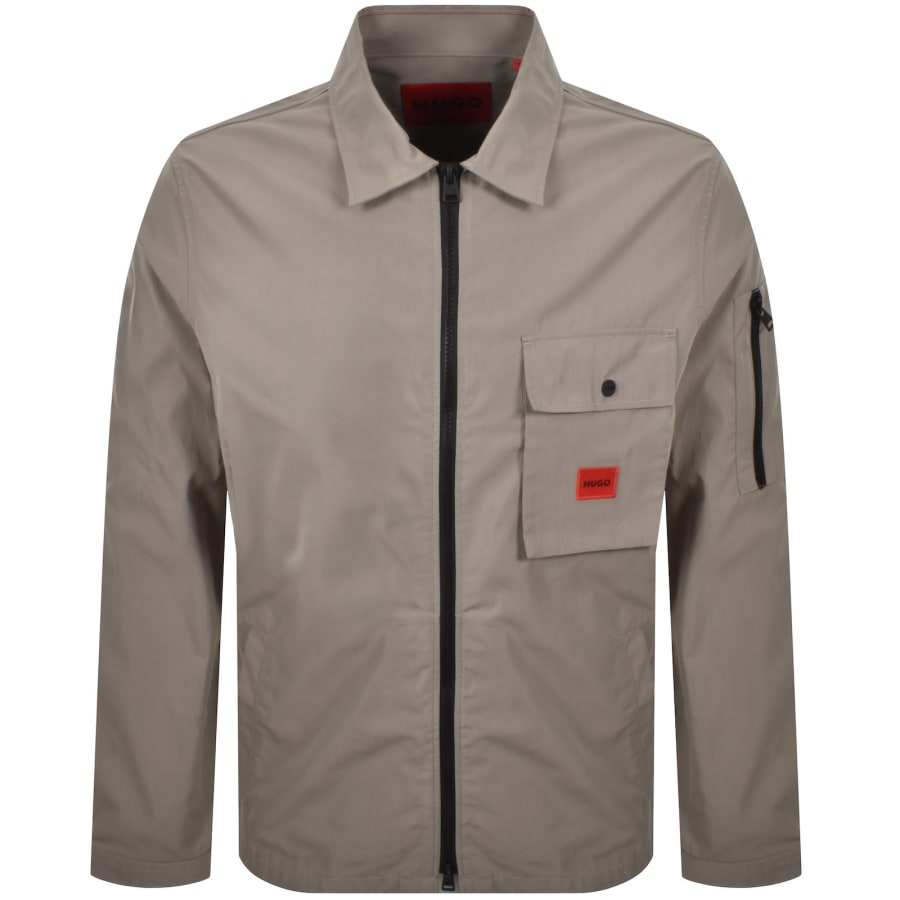 Image number 2 for HUGO Emmond Overshirt Light Pastel Brown