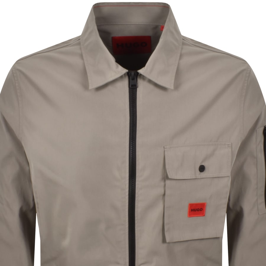 Image number 3 for HUGO Emmond Overshirt Light Pastel Brown