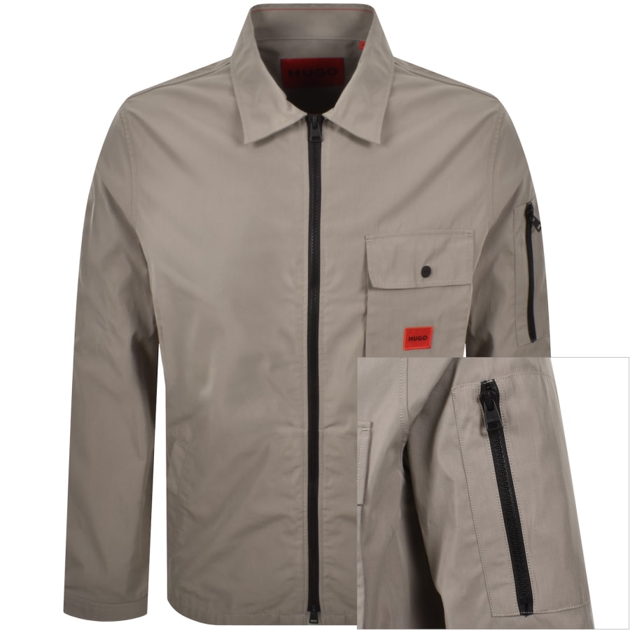 Image number 1 for HUGO Emmond Overshirt Light Pastel Brown