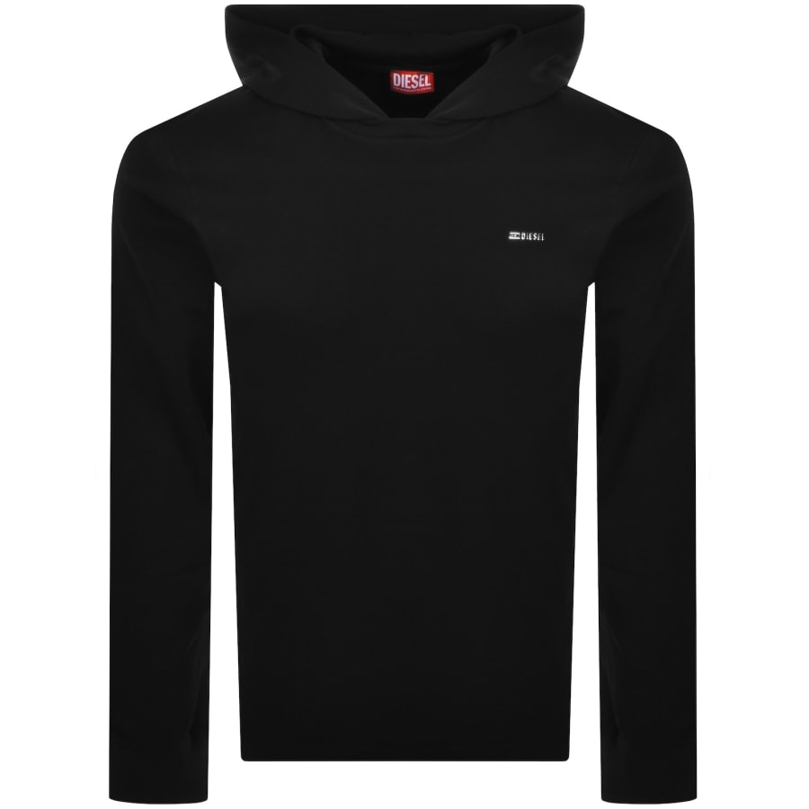 Image number 1 for Diesel T Bill Hooded Long Sleeve T Shirt Black