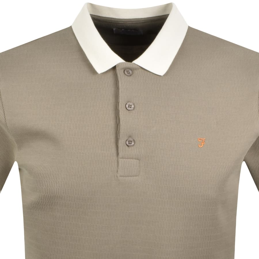 Image number 2 for Farah Clement Textured Polo Stone Grey