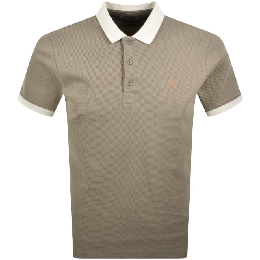 Image number 1 for Farah Clement Textured Polo Stone Grey