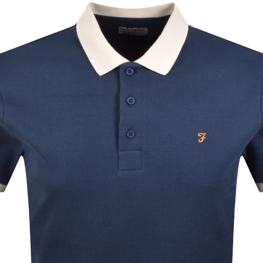 Image number 2 for Farah Clement Textured Polo Aegean Blue