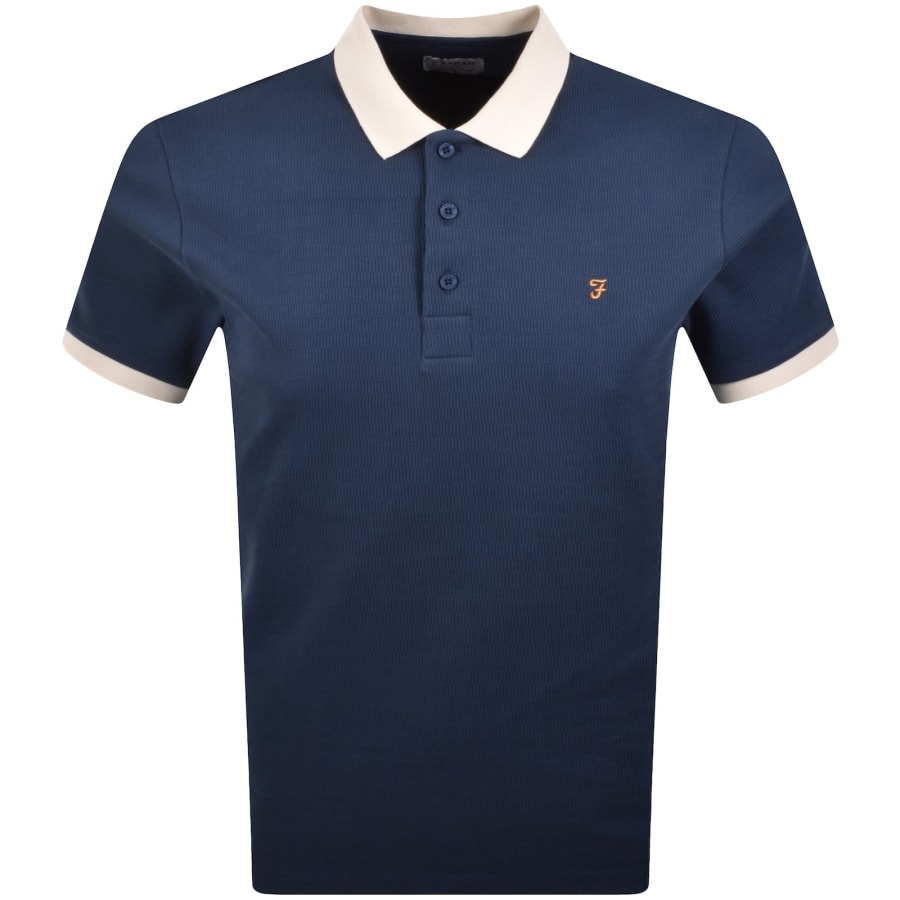 Image number 1 for Farah Clement Textured Polo Aegean Blue