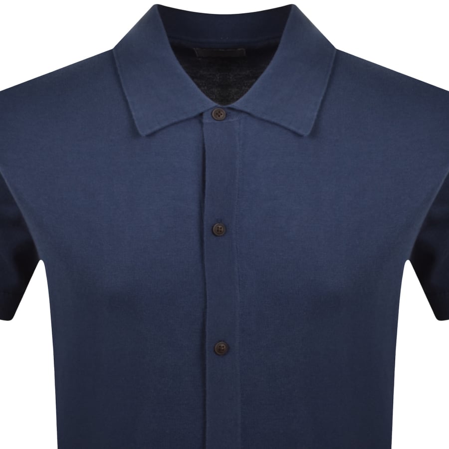 Image number 2 for Farah Poplar Knitted Polo Shirt Aegean Blue
