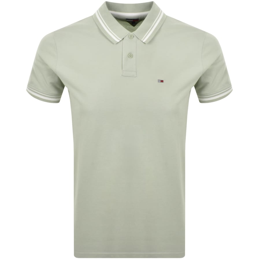Image number 1 for Tommy Jeans Tipped Polo Shirt Green