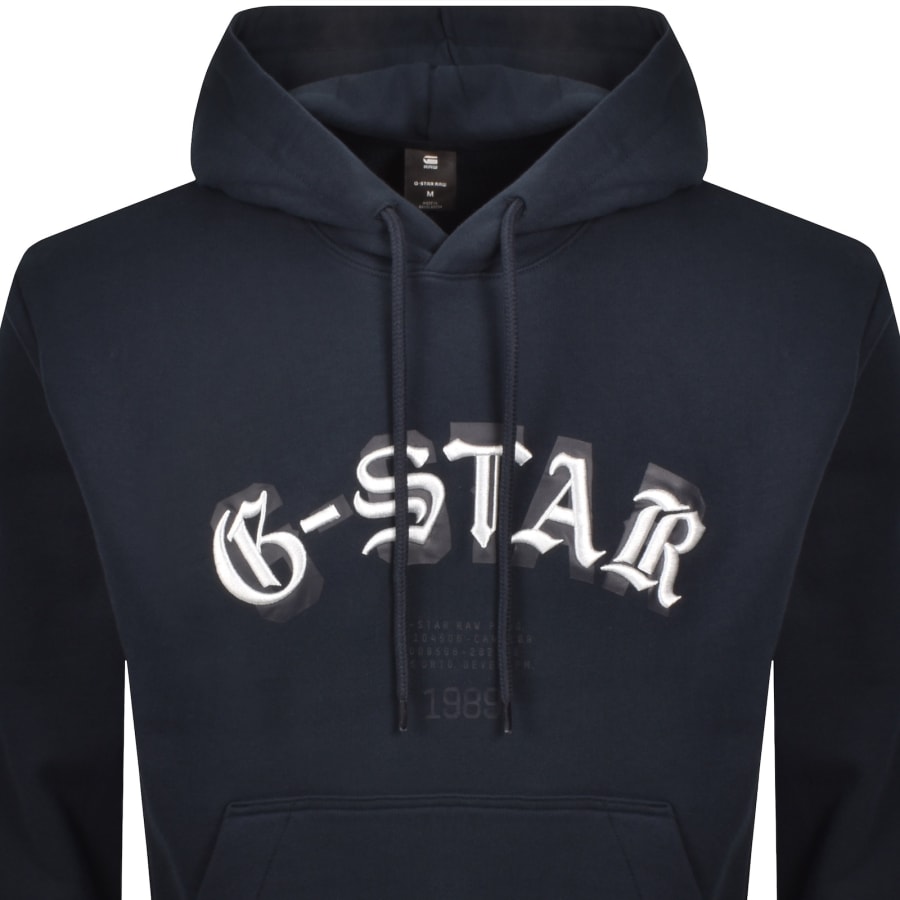 Image number 2 for G Star Logo Hoodie Navy