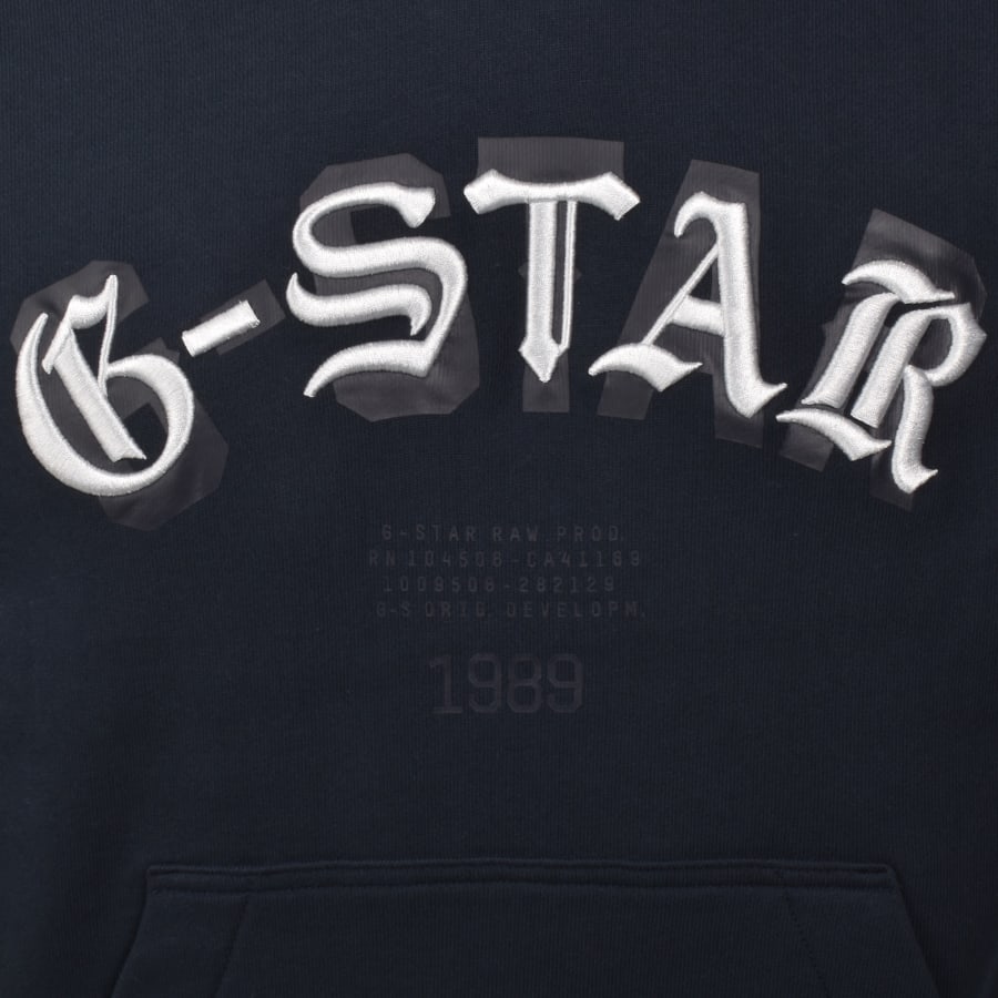 Image number 3 for G Star Logo Hoodie Navy