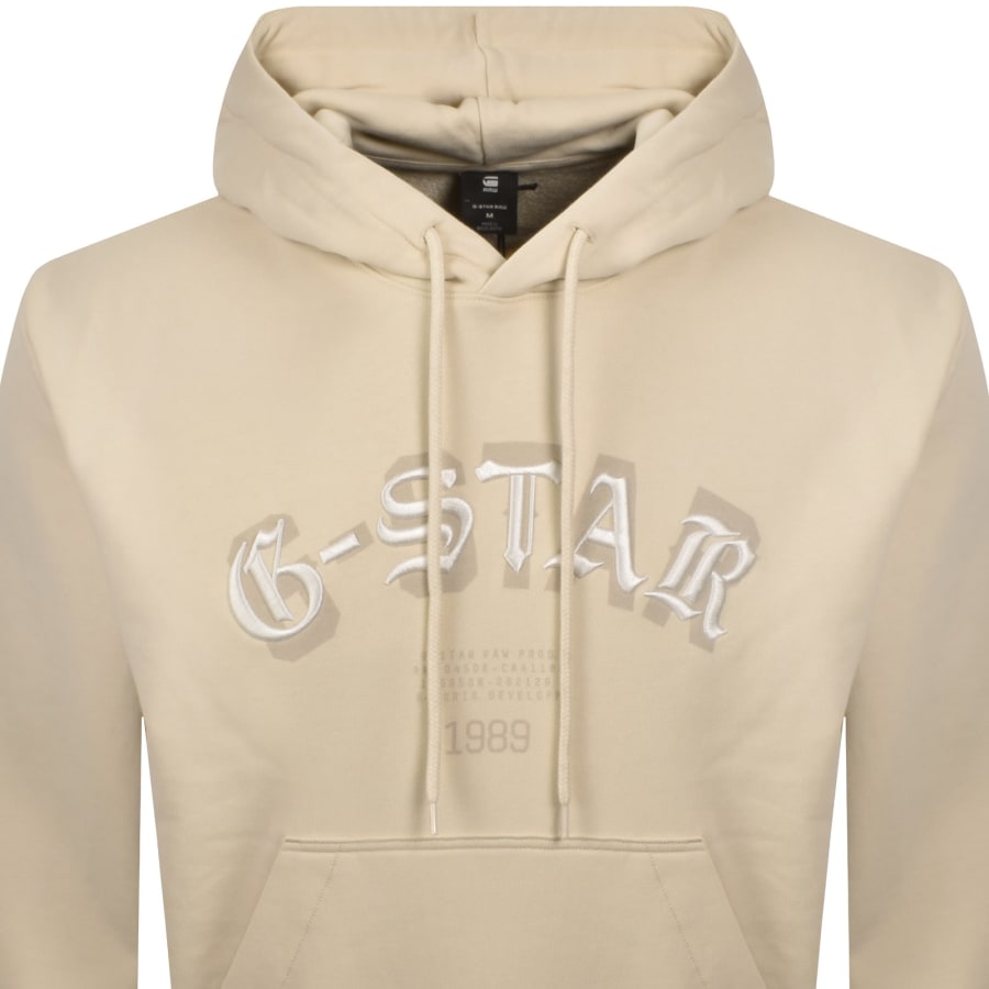 Image number 2 for G Star Logo Hoodie Cream