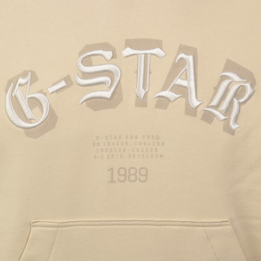 Image number 3 for G Star Logo Hoodie Cream