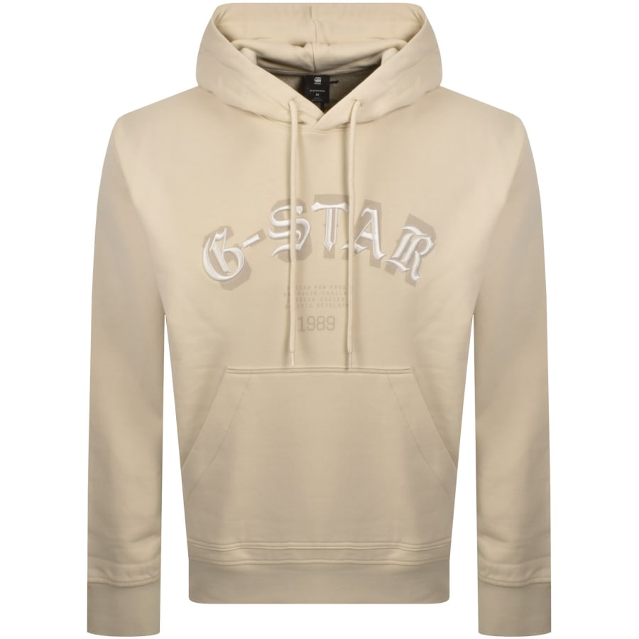 Image number 1 for G Star Logo Hoodie Cream