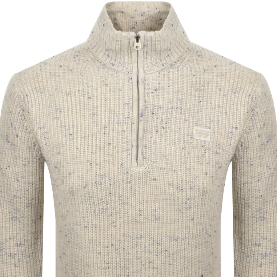 Image number 2 for G-Star Half Zip Knit Jumper Cream