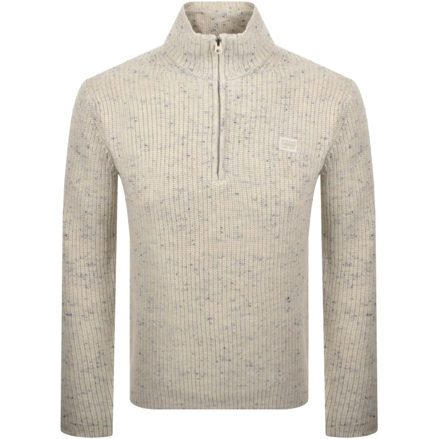 Image number 1 for G-Star Half Zip Knit Jumper Cream