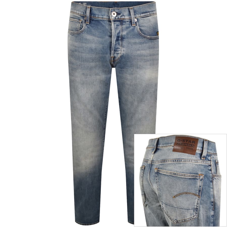 Image number 1 for G-Star 3301 Tapered Jeans Mid Wash Blue