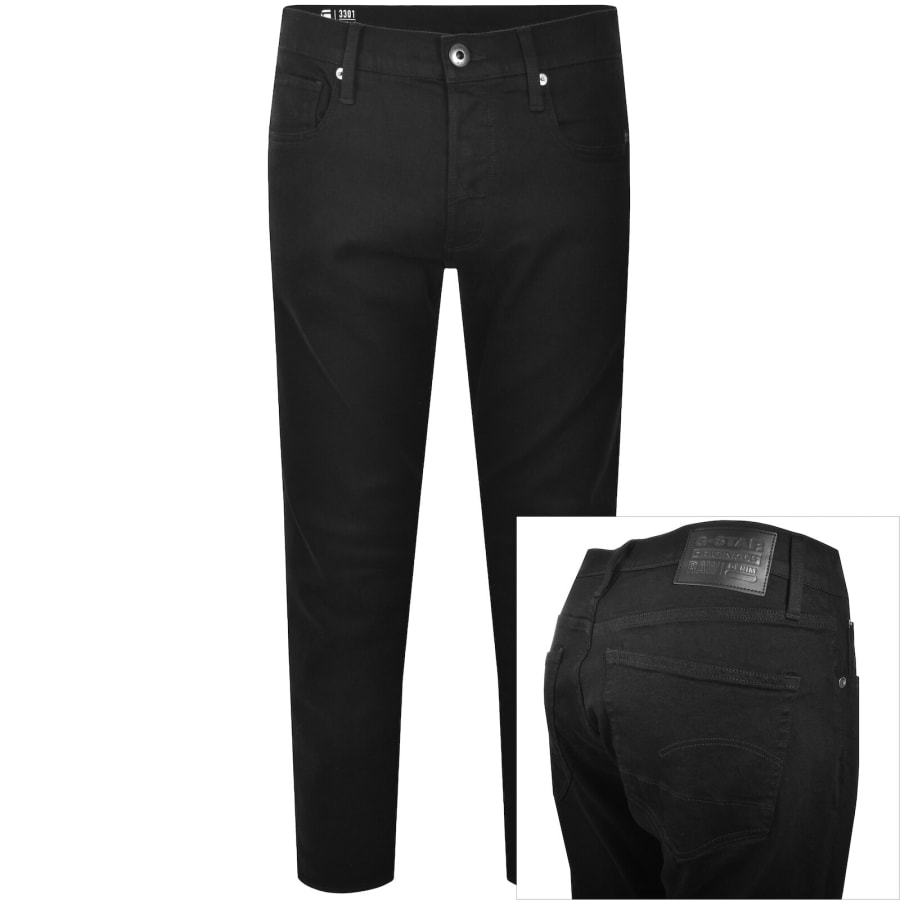 Image number 1 for G-Star 3301 Slim Fit Jeans Pitch Black