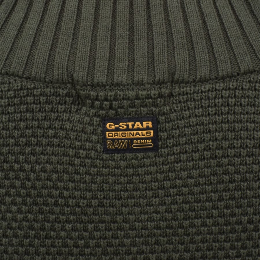 Image number 4 for G-Star Quarter Zip Knit Jumper Green