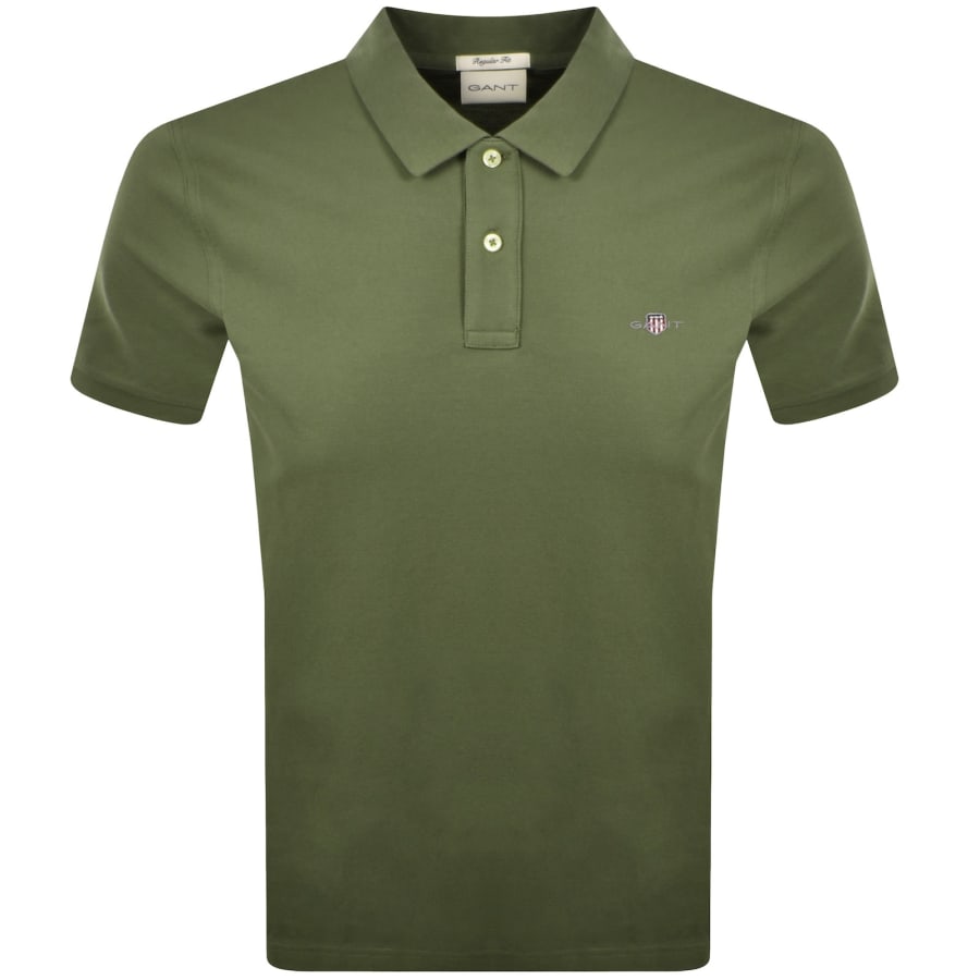 Image number 1 for Gant Regular Fit Shield Pique Polo T Shirt Green