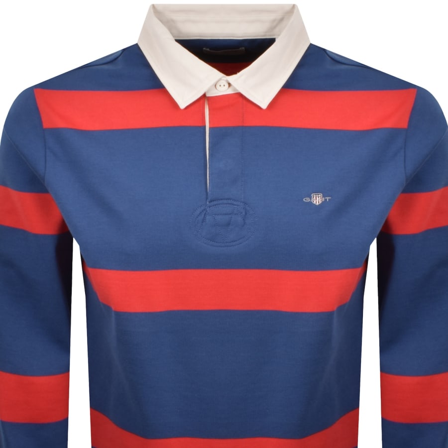 Image number 2 for Gant Striped Rugger Polo T Shirt Blue