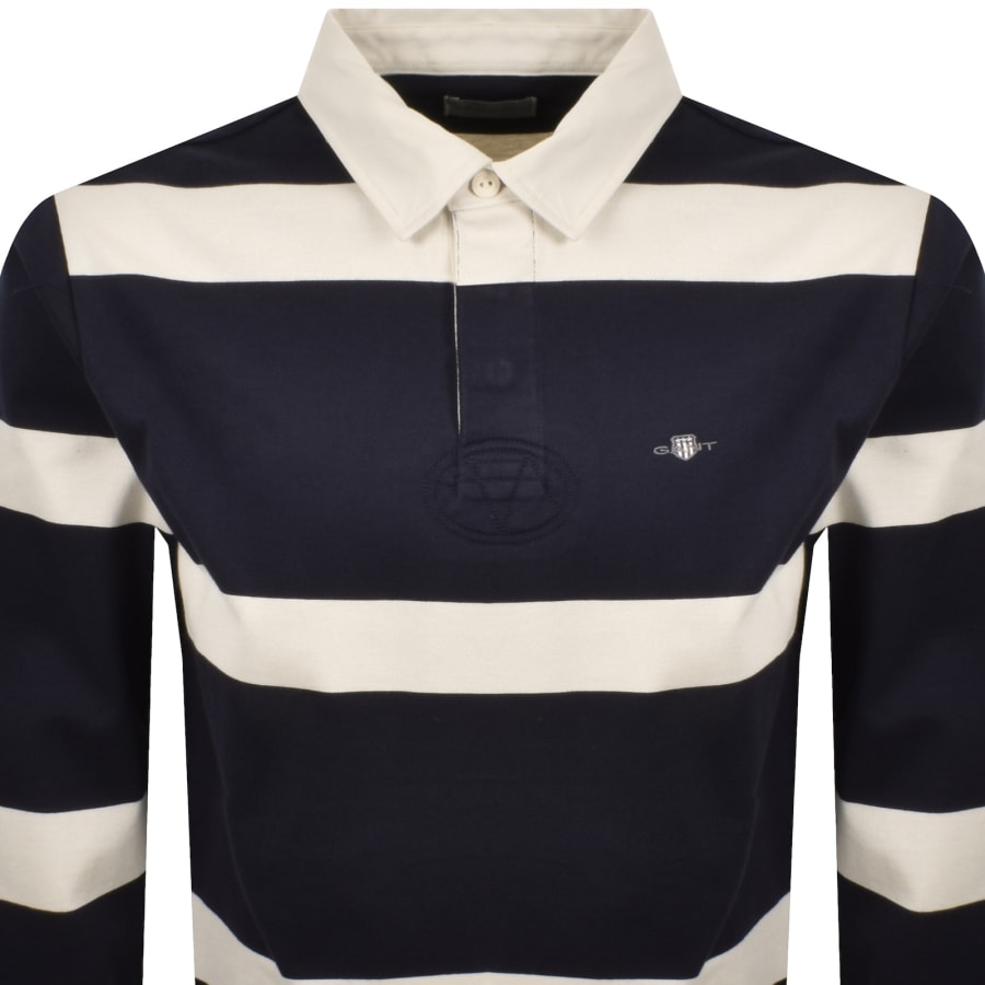 Image number 2 for Gant Striped Rugger Polo T Shirt Navy
