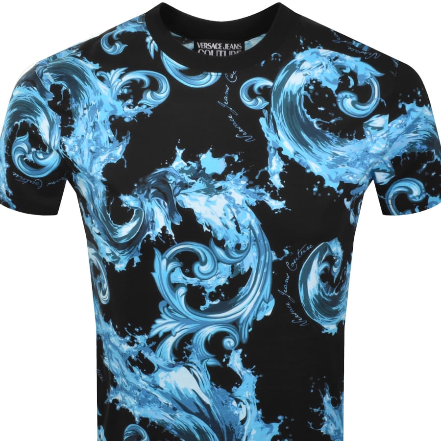 Image number 2 for Versace Jeans Couture Sea Print T Shirt Black