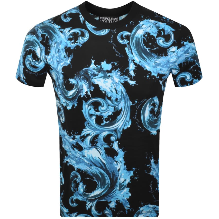 Image number 1 for Versace Jeans Couture Sea Print T Shirt Black