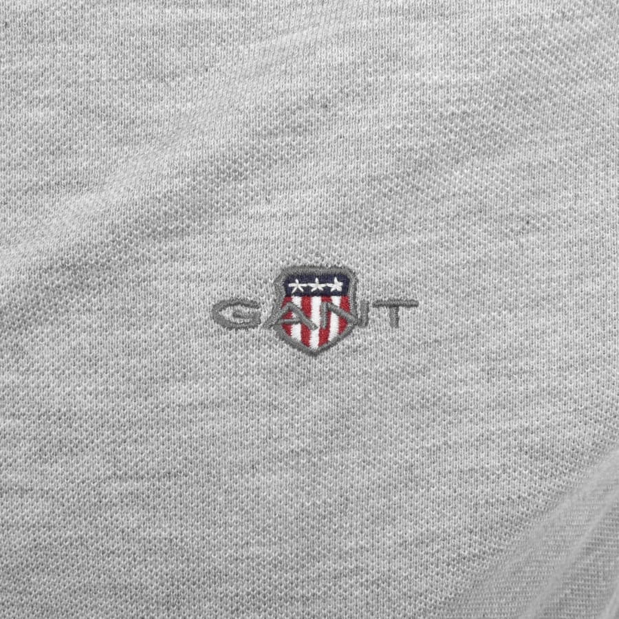 Image number 3 for Gant Regular Fit Shield Pique Polo T Shirt Grey