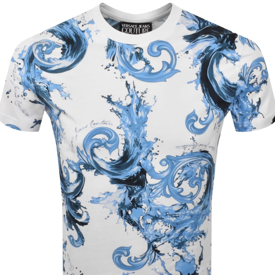 Image number 2 for Versace Jeans Couture Sea Print T Shirt White
