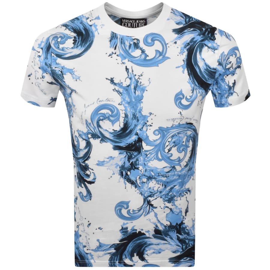 Image number 1 for Versace Jeans Couture Sea Print T Shirt White