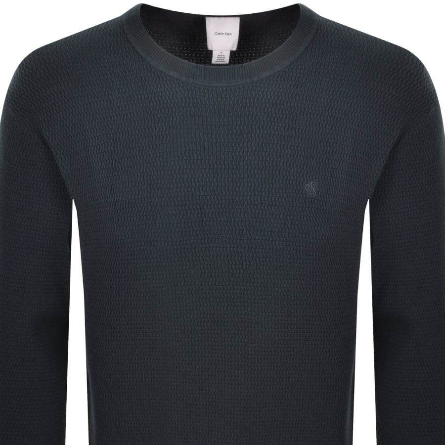 Image number 2 for Calvin Klein Textured Knit Jumper Green