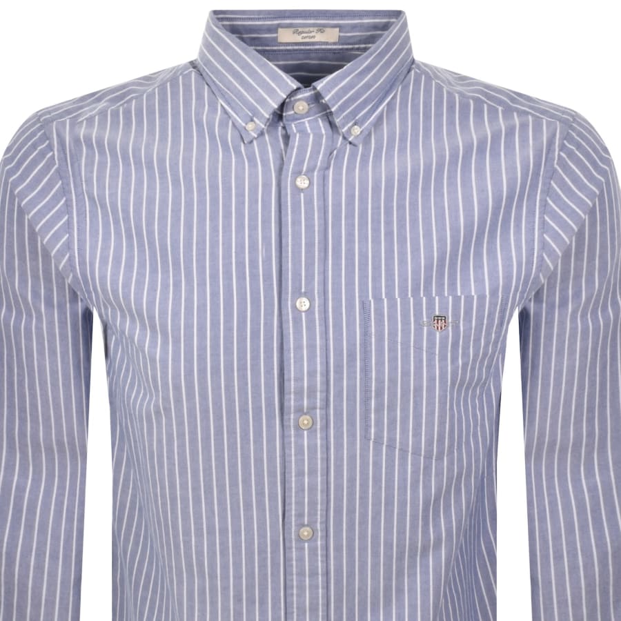 Image number 2 for Gant Long Sleeved Oxford Stripe Shirt Blue