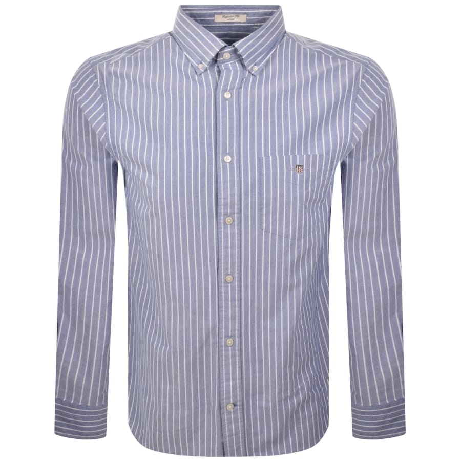 Image number 1 for Gant Long Sleeved Oxford Stripe Shirt Blue