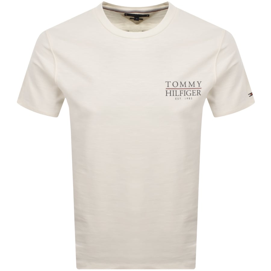 Image number 2 for Tommy Hilfiger Regular Fit Text T Shirt Cream