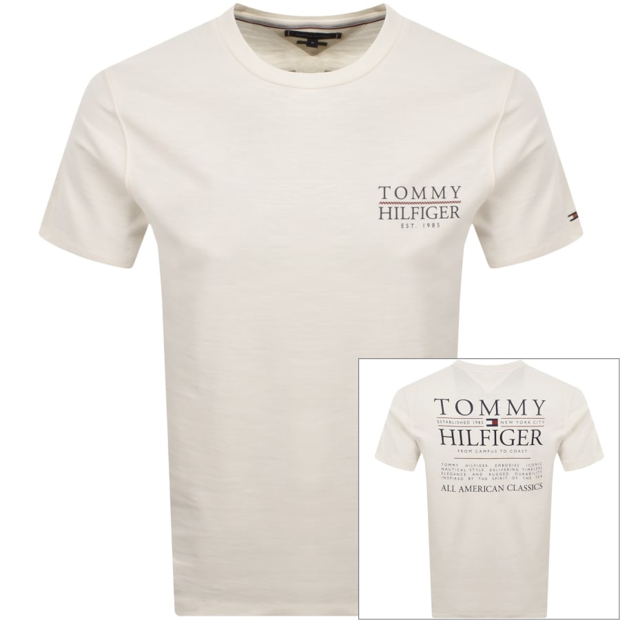 Image number 1 for Tommy Hilfiger Regular Fit Text T Shirt Cream