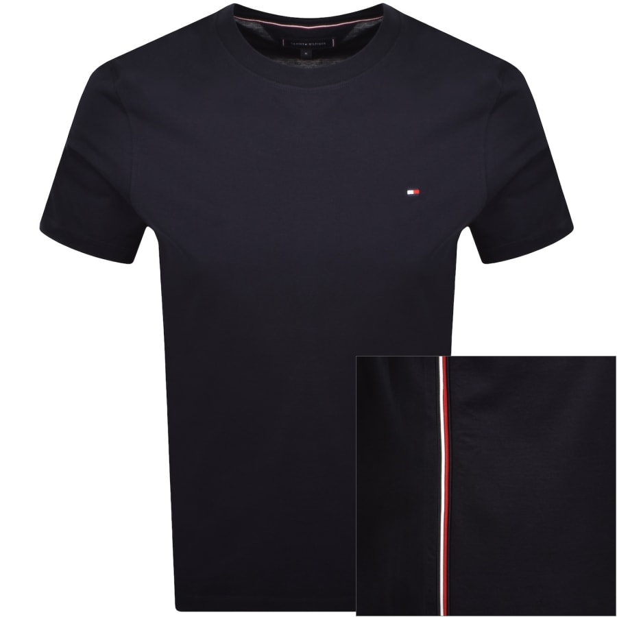Image number 1 for Tommy Hilfiger Global Stripe T Shirt Navy