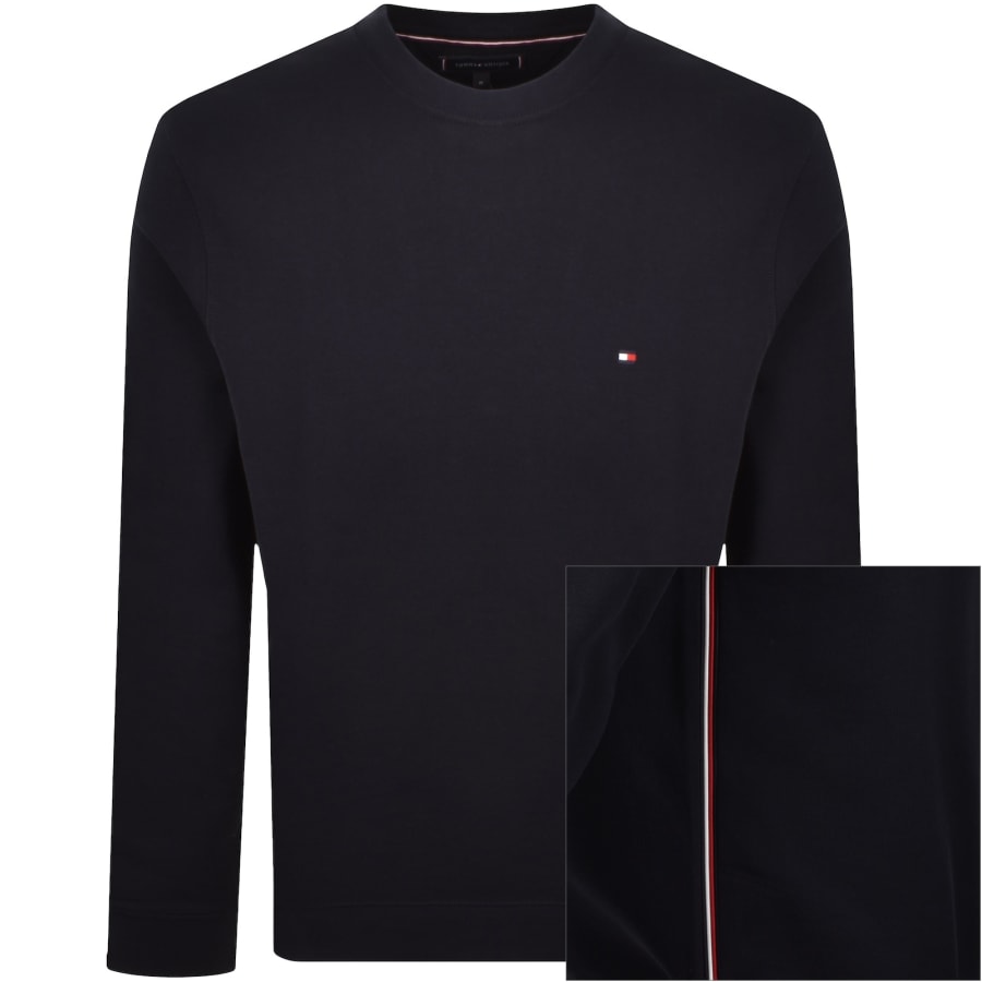 Image number 1 for Tommy Hilfiger Global Stripe Sweatshirt Navy
